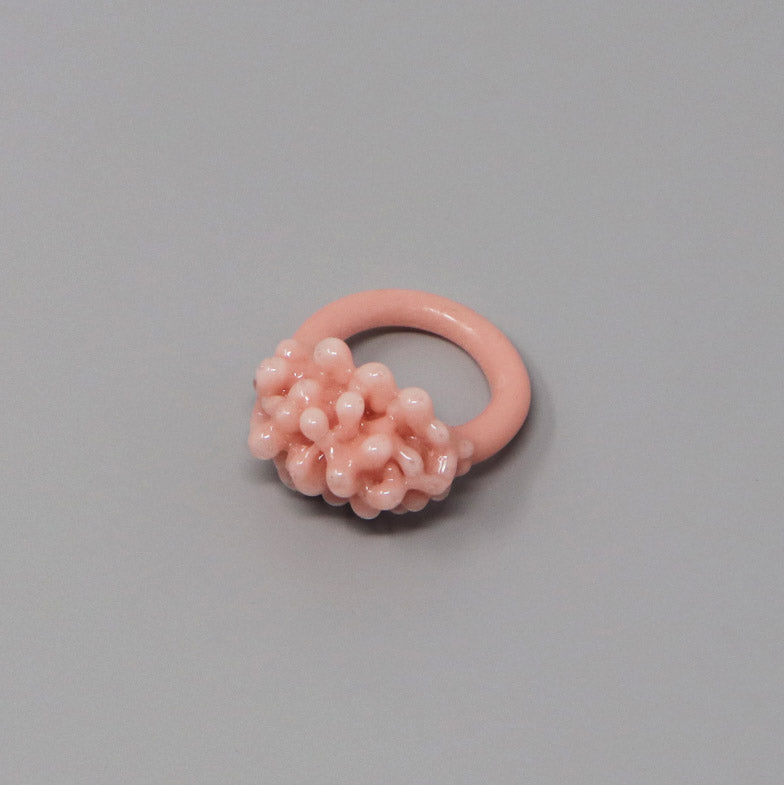 Opaque Pastel Glass Cluster Ring - Pink