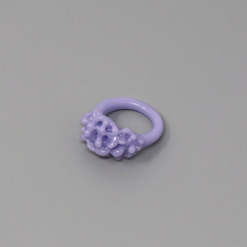 Opaque Pastel Glass Cluster Ring - Lavender