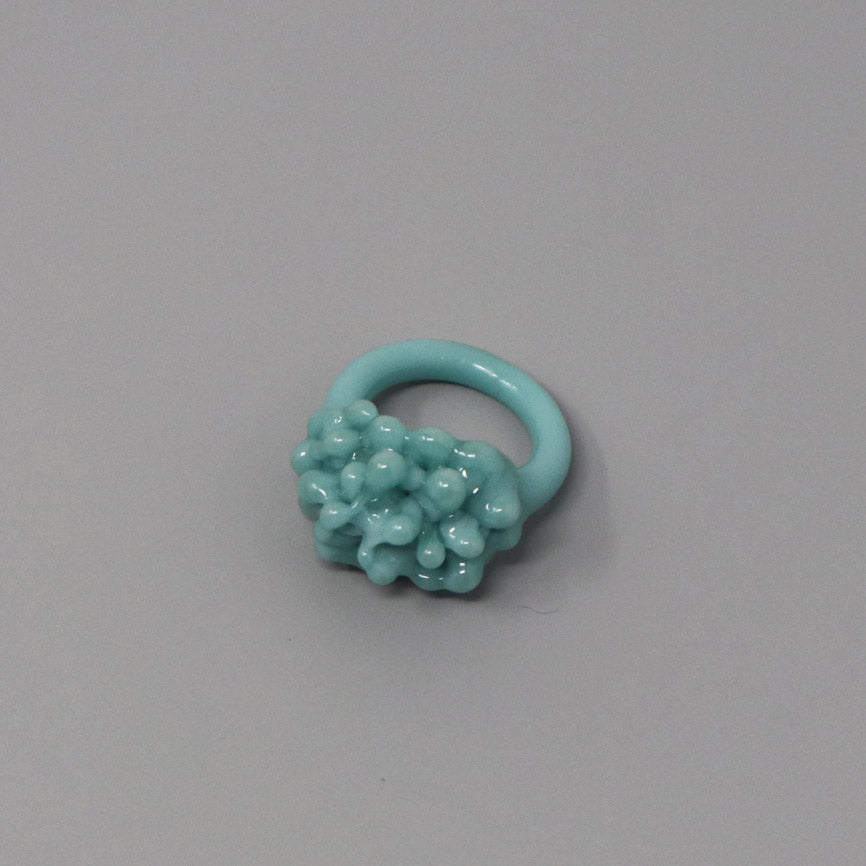 Opaque Pastel Glass Cluster Ring - Seafoam