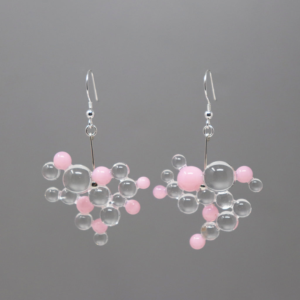 Pink! and Clear Droplet Earrings