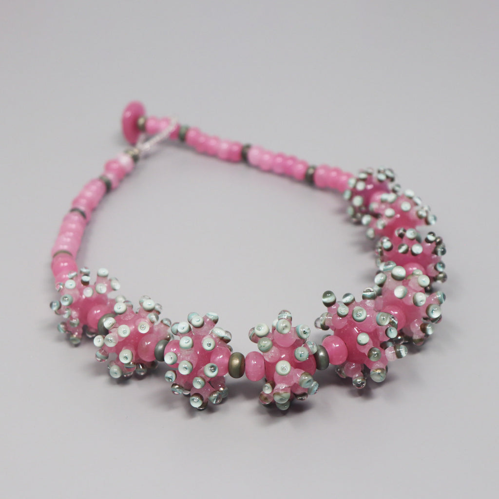 Pink and Grey Anemone Necklace
