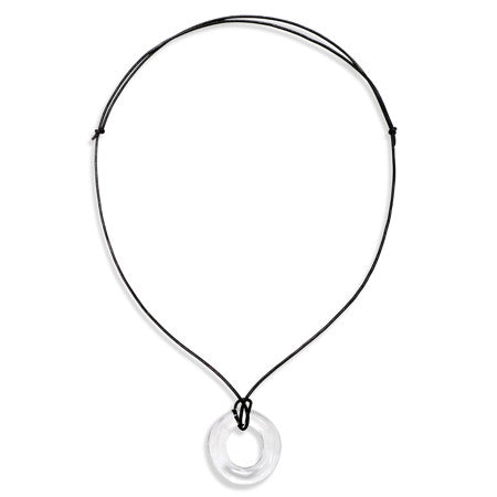 Circle Pendant Necklace on Leather Cord