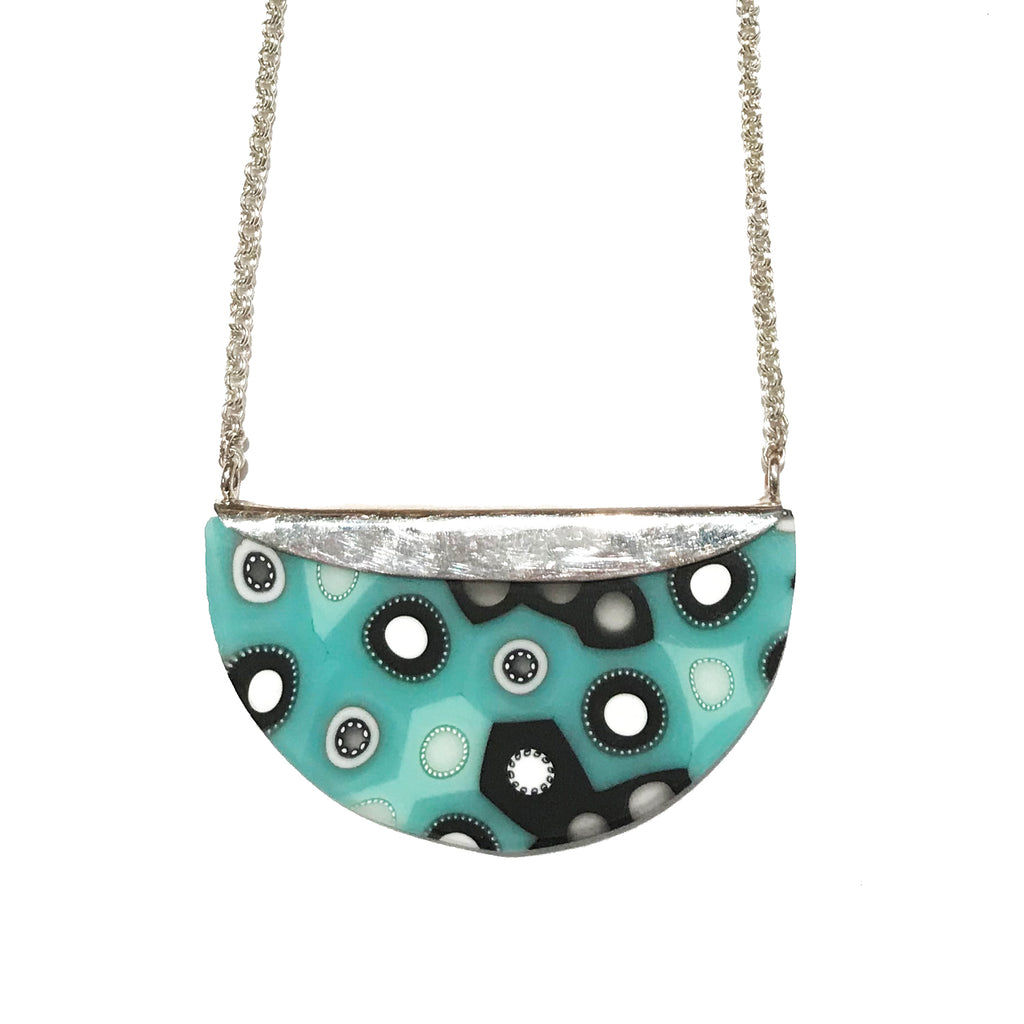 Mint and Black Crescent Necklace