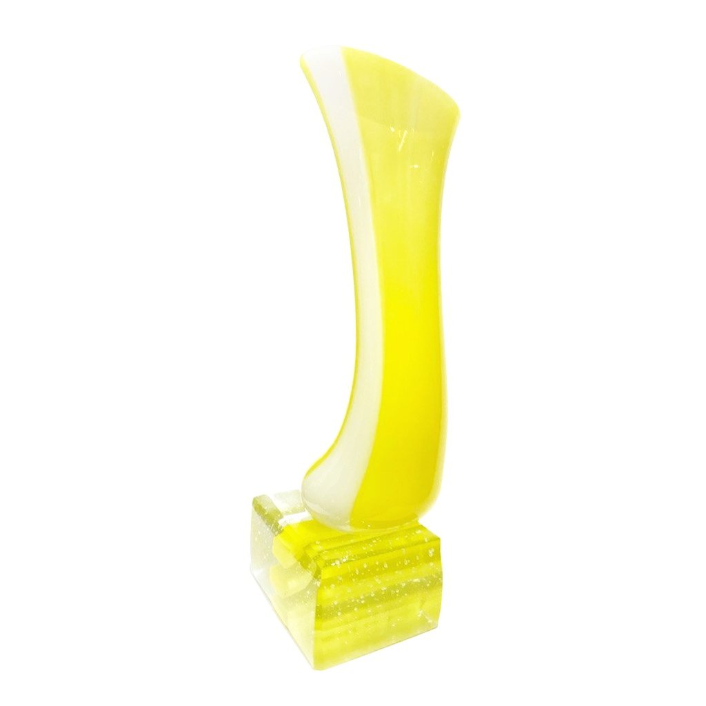 Yellow and White Vessel on Plinth
